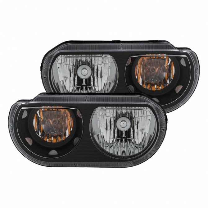 ANZO For Dodge Challenger 2008-2014 Crystal Headlights Black | (TLX-anz121526-CL360A70)