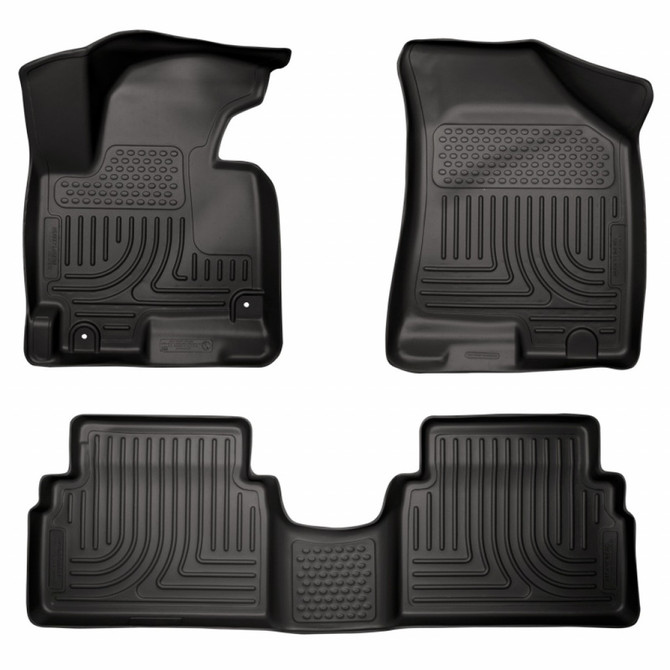 Husky Liners For Kia Sportage 2014-2016 Floor Liners WeatherBeater Front 2nd Row | w/ Retain Hooks Combo | Black (TLX-hsl99821-CL360A70)