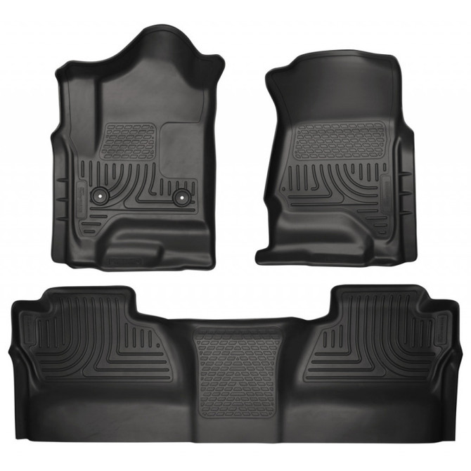 Husky Liners For GMC Sierra 3500 HD 2015-2019 WeatherBeater Floor Liners | Front & 2nd Seat Black (TLX-hsl98231-CL360A77)