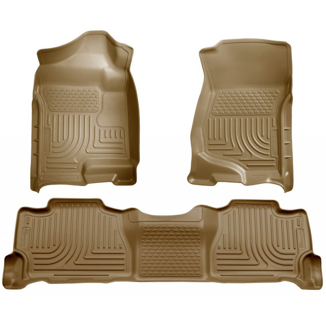 Husky Liners For GMC GMC Yukon XL 1500/2500 2007-2014 Floor Liners WeatherBeater | Tan | Front | 2nd Row (TLX-hsl98263-CL360A70)