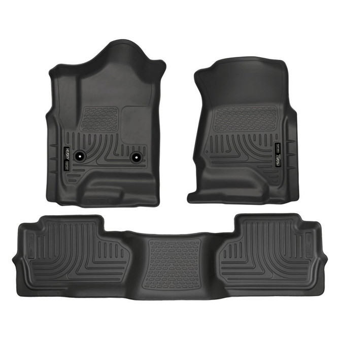 Husky Liners For GMC Sierra 2500 HD 2015-2019 WeatherBeater Floor Liner Black | Front & 2nd Seat (TLX-hsl98241-CL360A76)