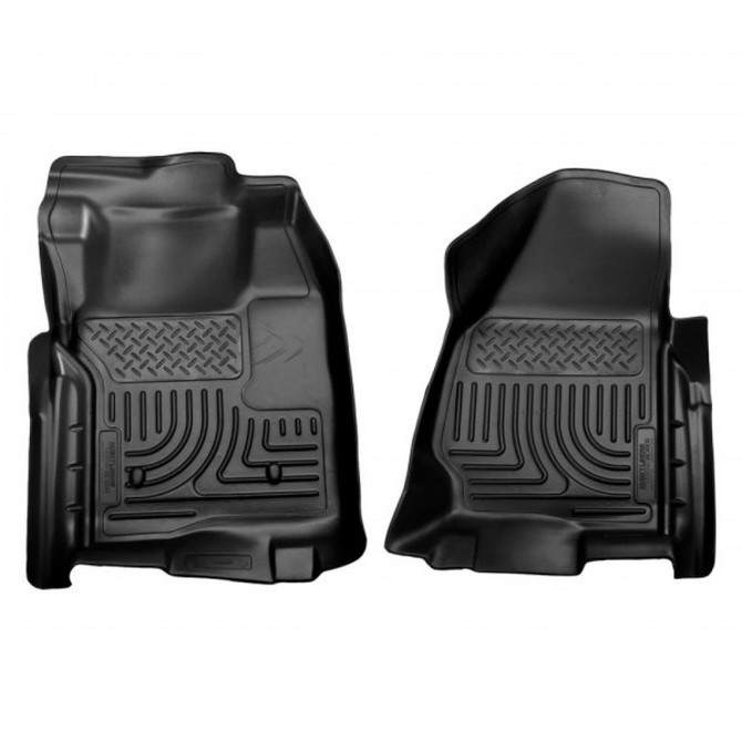 Husky Liners For Ford F-350 Super Duty 2011 2012 WeatherBeater Floor Liners | Front Row Black (TLX-hsl18711-CL360A70)