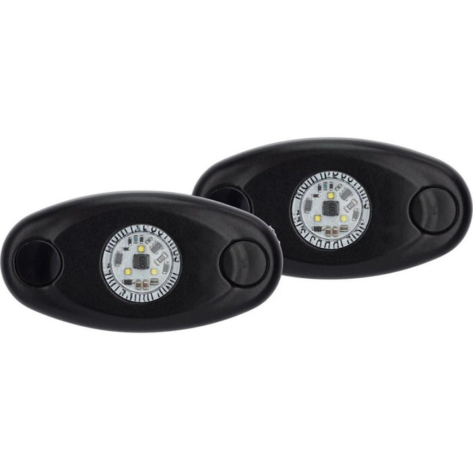 Rigid-Industries Rock Light | A-Series | LED | Black Housing | Low Strength | Amber | Set of 2