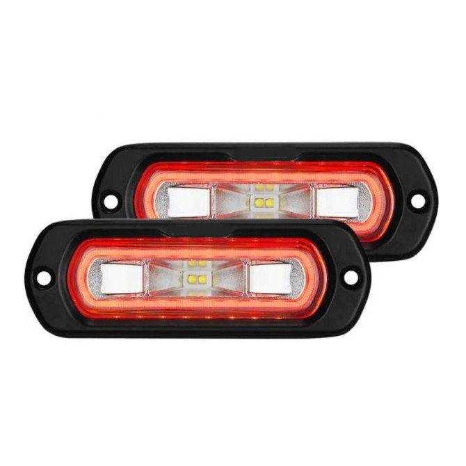 Rigid-Industries Flush Mount LED Spreader SR-L Series w/ Red Halo | Universal | Pair