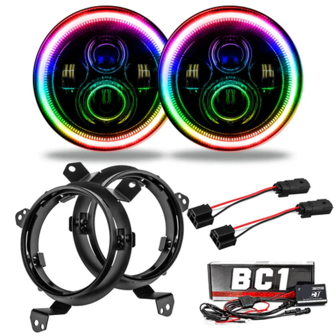 Oracle Headlights For Jeep Gladiator 2020 2021 | Pair | 7in. | High Powered LED | ColorSHIFT w/ BC1 Controller