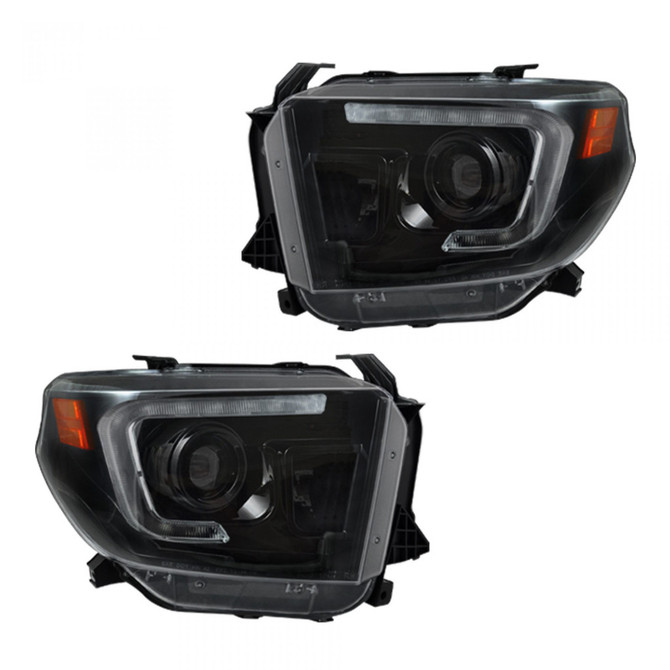 Recon Projector Headlights For Toyota Tundra 2014-2021 Driver or Passenger Side | w/ Ultra High Power | Smooth OLED | Halo/Daytime Running Light | Smoke/Black