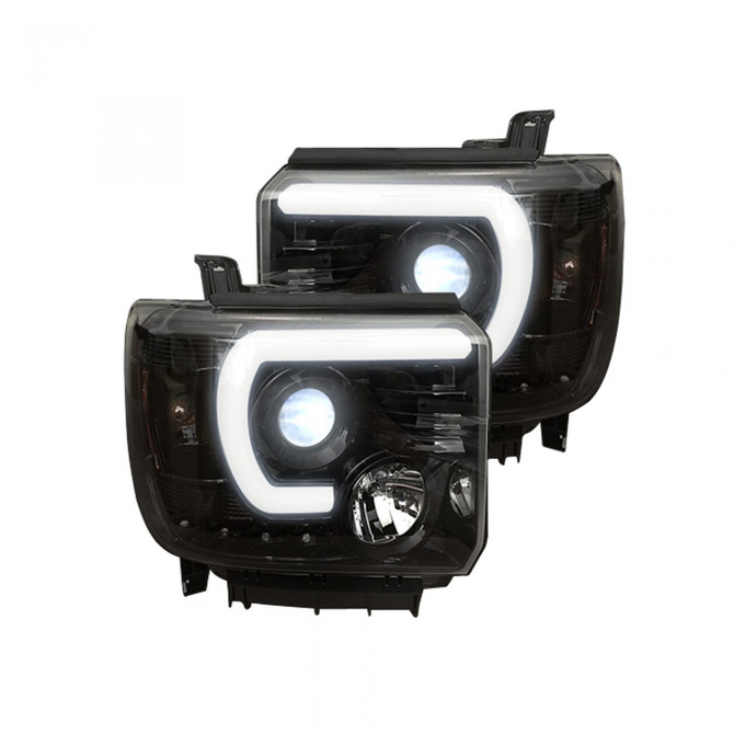 Recon Projector Headlights For GMC Sierra 1500 2014 2015 Driver or Passenger Side | 3rd Gen | Smoke/Black