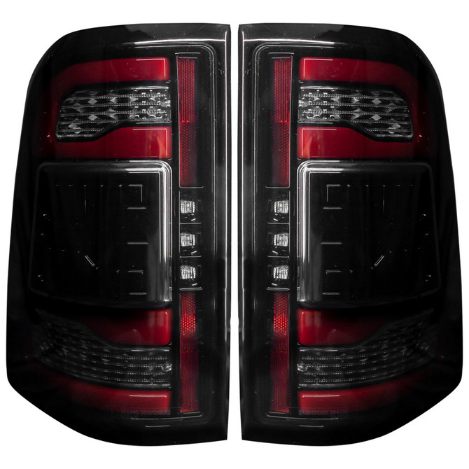 Recon Tail Lights For Ram 1500 2019 2020 2021 | Halogen | Smoked Lens | w/ Scanning Red Turn Signal