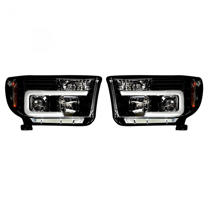 Recon Projector Headlights For Toyota Tundra/Sequoia 2007-2013 w/Ultra High Power Smooth OLED Halos & DRL | Smoked/Black