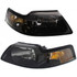 CarLights360: For Ford Mustang Headlight 2001 2002 2003 2004 Pair Driver and Passenger Side Black Housing For FO2502177 + FO2503177 (PLX-M1-330-1173L-AS2-CL360A1)