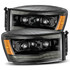 AlphaRex For Dodge Ram 1500HD 2006-2008 Projector Headlight LUXX LED Alpha Black | Plank Style,w/Seq Signal/DRL (TLX-arx880533-CL360A70)