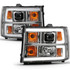 ANZO For GMC Sierra 1500 2007-2013 Projector Headlight Plank Style - Chrome | w/ Clear Lens Amber (TLX-anz111483-CL360A70)