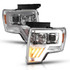 ANZO For Ford F-150 2009-2014 Projector Headlight Chrome Amber | (TLX-anz111446-CL360A70)