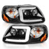 ANZO For Ford F-150 1997-2003 Projector Headlights w/ Light Bar Black Housing | (TLX-anz111503-CL360A70)