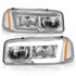 ANZO For GMC Sierra 2500 HD 2001-2006 Headlights Chrome Amber w/C Light Bars | (TLX-anz111523-CL360A75)