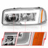 ANZO For GMC Yukon 2000-2006 Headlights Chrome Amber w/C Light Bars | (TLX-anz111523-CL360A71)