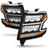 ANZO For Chevy Tahoe 2015-2020 Headlights LED Light Bar Style Black | w/Sequential, w/DRL, w/Amber (TLX-anz111478-CL360A71)