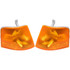 For Volvo VN Heavy Duty Truck Turn Signal Light 1998 1999 Driver and Passenger Side Pair / Set | Front | Amber Lens | VO2550106 + VO2551106 | 8080852 + 8080853 (PLX-M0-USA-REPV106912-HD-CL360A70)