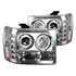Recon Projector Headlights For GMC Sierra 1500 2007-2013 | w/ High Power | Smooth | w/ LED | Halo and DRLS | Clear/Chrome