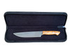 40 cm deluxe leather padded knife case shown with full-sized chef knife for scale