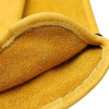 Extra large leather work glove close up leather texture and stitching