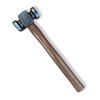 Double-faced forging hammer for blacksmithing 0.9 kg 2 lb head angled full view with hardwood handle