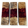 Hybrid stabilised burl resin block in red, top view