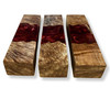 Hybrid stabilised burl resin block in red, angled view