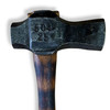 Close-up of Northern Iron Forge 2.5 lb Dog's Head Hammer with forged steel head and timber handle