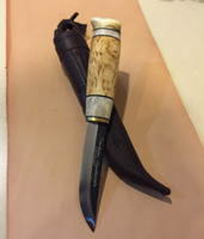 Reindeer and Birch Puuko with Carbon Steel Blade