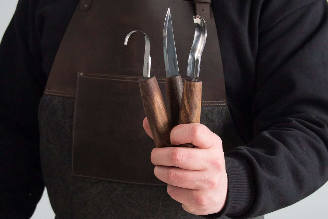 Spoon Carving Set With Gouge in Leather Folder, Limited