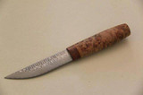 Don G, great puuko with Ladder pattern stainless damascus steel and alder root