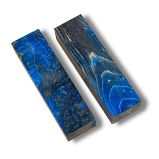 Stabilised Maple Wood Block – Blue & Black – 130 × 40 × 30 mm