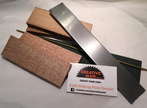 shown with optional components in the carbon steel knife making kit