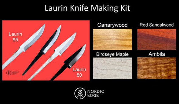 Premium hardwood handle blocks for Laurin Puuko Knife Kit – Ambila, Birdseye Maple, Canarywood, Red Sandalwood