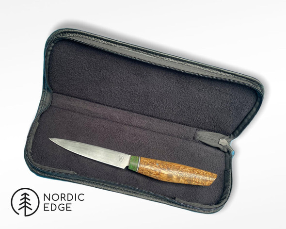 30 cm deluxe leather padded knife case with soft black lining