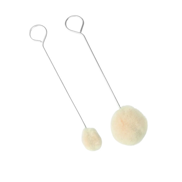 Wool daubers for leather dyeing showing small 12 mm and large 25 mm sizes