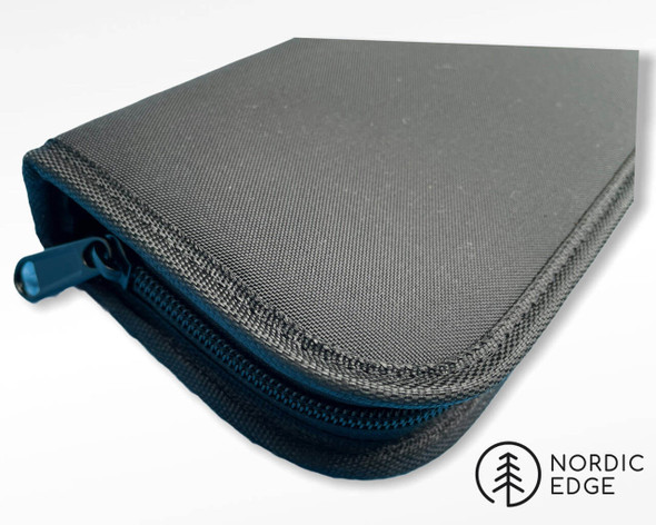 Rugged canvas knife case with soft black internal padding