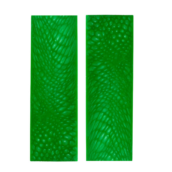 Toxic Green Dragon Resin handle scales rough cut set of two 120 x 40 x 8 mm with reptile scale texture