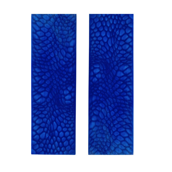 Blue Dragon Resin handle scales rough cut set of two 120 x 40 x 8 mm with textured dragon scale pattern