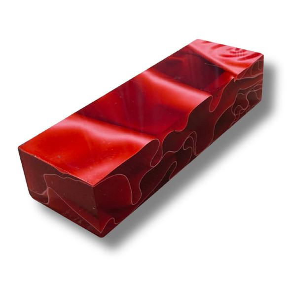 Red rose layered acrylic handle block 120 x 40 x 23–25 mm for knife making