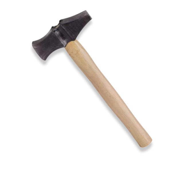 Blacksmith cross peen forging hammer 0.9 kg 2 lb full view with hardwood handle