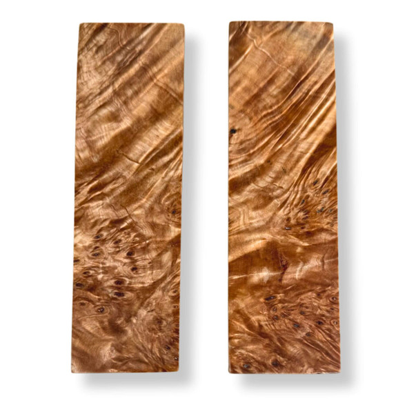 Natural stabilised birch burl knife handle scales, 2 pieces, 130 x 40 x 10 mm
