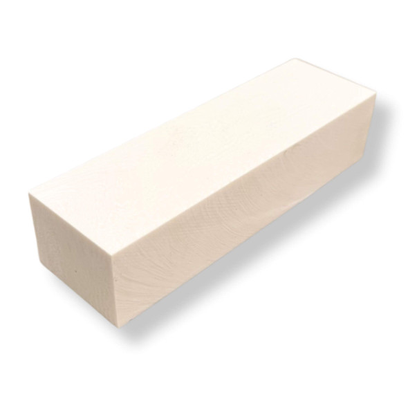 Resin ivory knife handle block angled view
