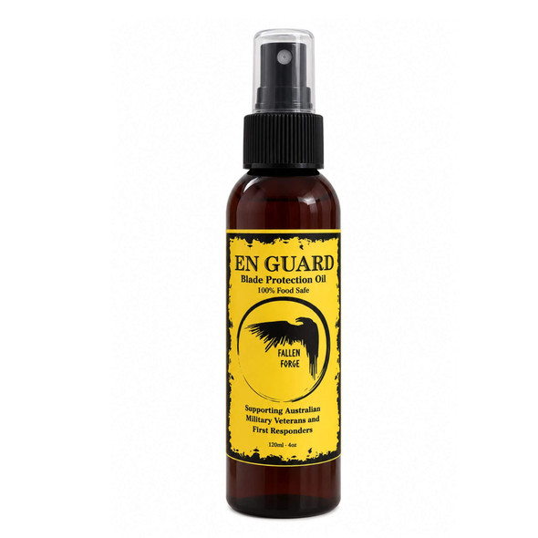 En Guard Blade Protection Oil 120ml by Fallen Forge – food-safe knife blade and chopping board protection spray.