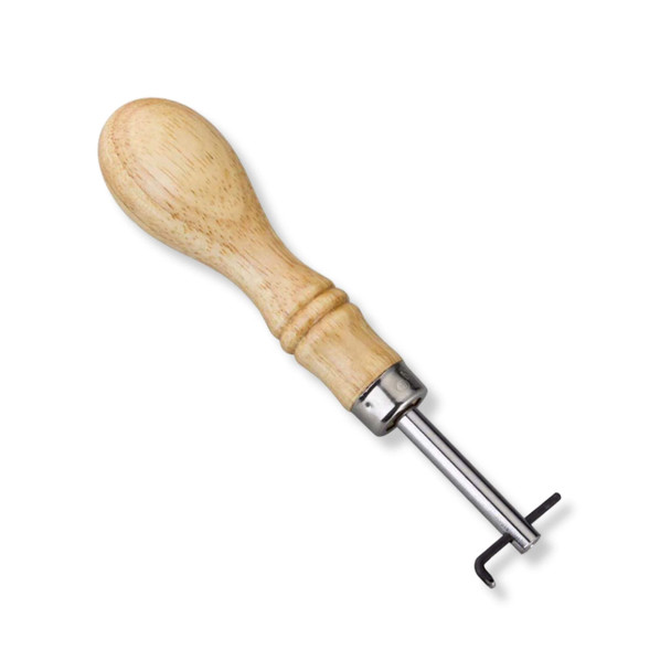 Adjustable stitching groover with wooden handle for grooving leather edges