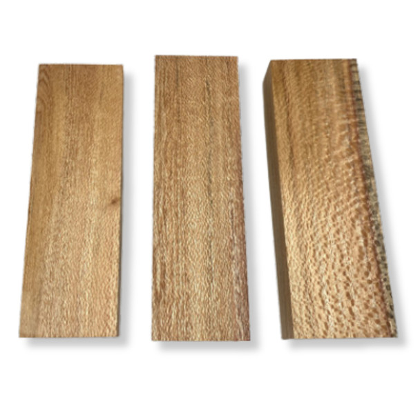 Northern Silky Oak handle block – 130 × 27 × 46mm (front view)