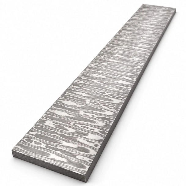 Pre-hardened 67-layer stainless Damascus San Mai billet in Ladder pattern