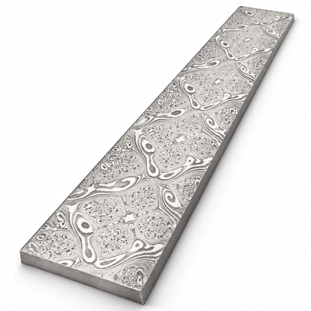 Pre-hardened 110-layer solid stainless Damascus billet in X-Pattern