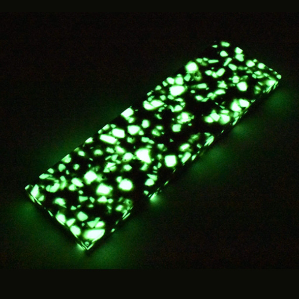 Glow Stone Asteroid Handle Scales glowing in the dark – bright blue-green glow pattern in resin, 130 x 40 x 8mm